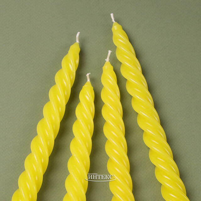 Свечи витые 24.5 см, 4 шт, желтые Омский Свечной