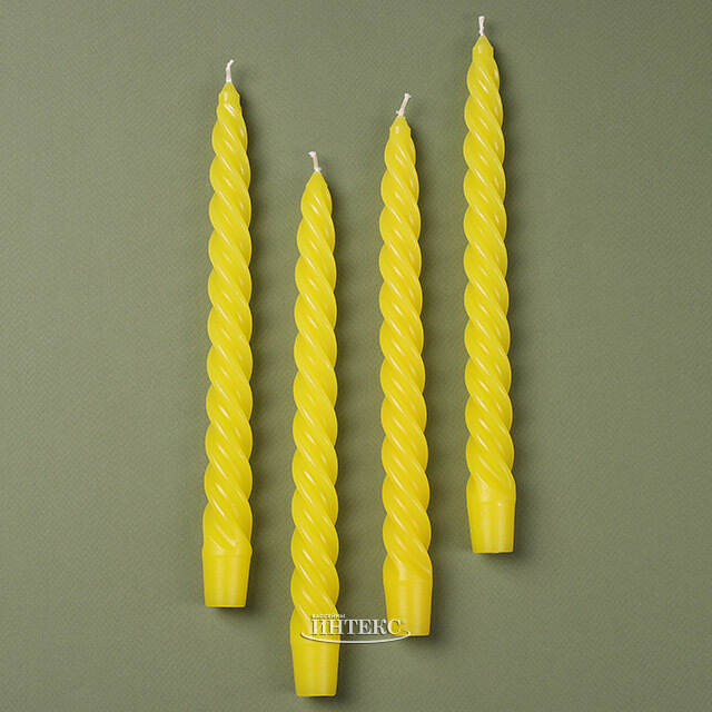 Свечи витые 24.5 см, 4 шт, желтые Омский Свечной