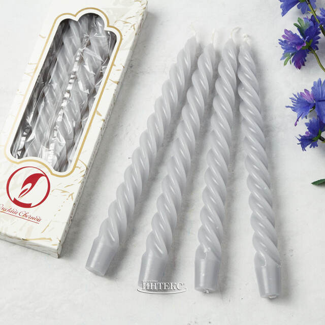 Свечи витые 24.5 см, 4 шт, серые Омский Свечной