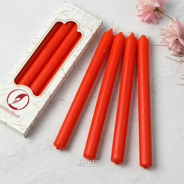 Столовые свечи 24.5 см, 4 шт, красные Омский Свечной