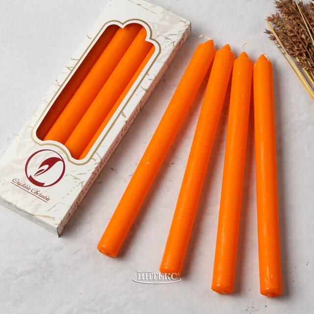 Столовые свечи 24.5 см, 4 шт, оранжевые Омский Свечной