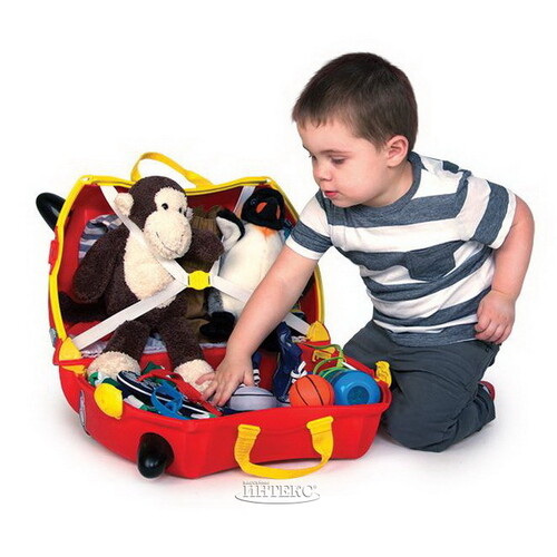 Детский чемодан на колесиках Гоночная машинка Рокко с наклейками Trunki