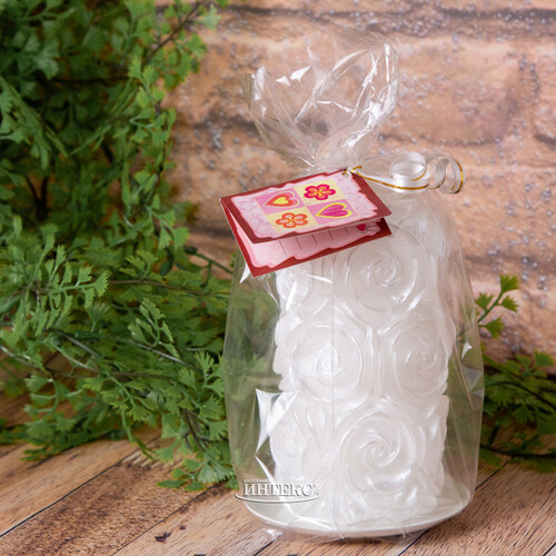 Декоративная свеча Розовый Сад 125*65 мм белая Омский Свечной