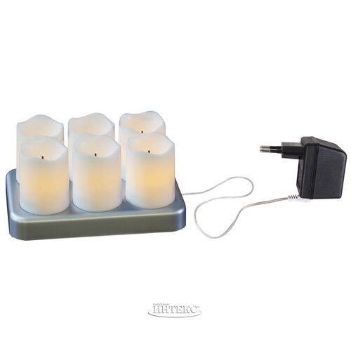 Набор светодиодных свечей Ember 7 см, 6 шт, зарядное устройство Star Trading