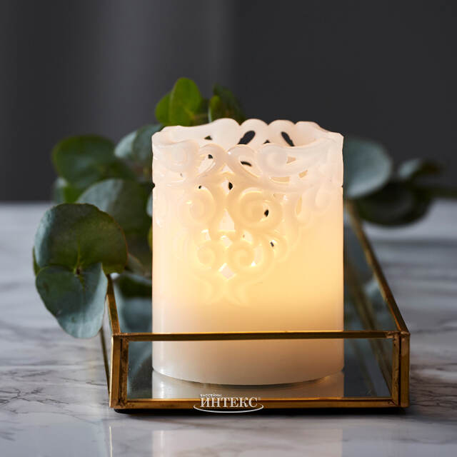 Восковая LED свеча на батарейках Клара 10*8 см белая Star Trading