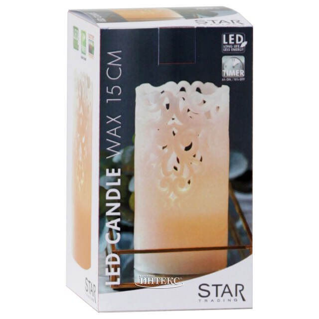 Восковая LED свеча на батарейках Клара 15*8 см белая Star Trading