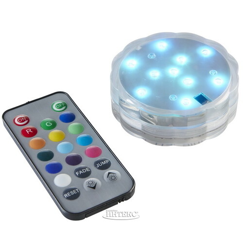 Светодиодная водонепроницаемая лампа Aquanika 7 см, RGB LED с пультом управления, на батарейках Star Trading