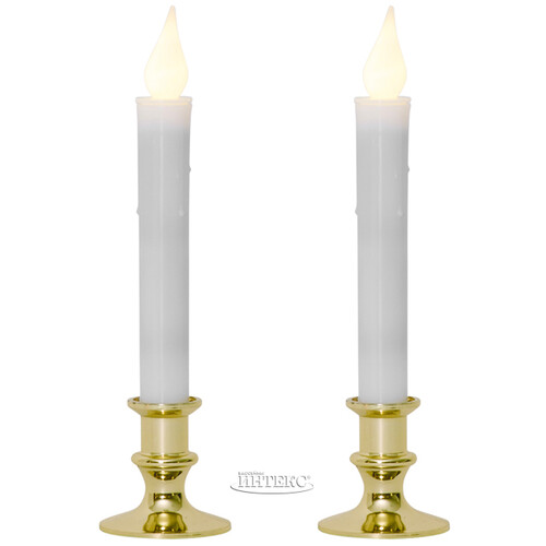 Столовая электрическая свеча Элиза в золотом подсвечнике 23 см, 2 шт, на батарейках Star Trading