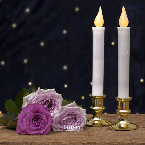Столовая электрическая свеча Элиза в золотом подсвечнике 23 см, 2 шт, на батарейках, уцененная Star Trading