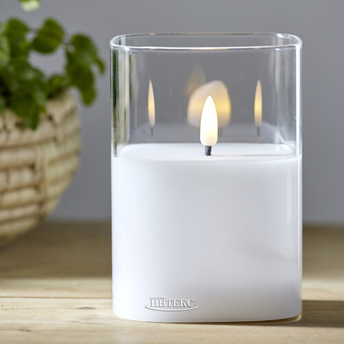 Восковая LED свеча с имитацией пламени Flamme 12.5*9 см в прозрачном стакане Star Trading