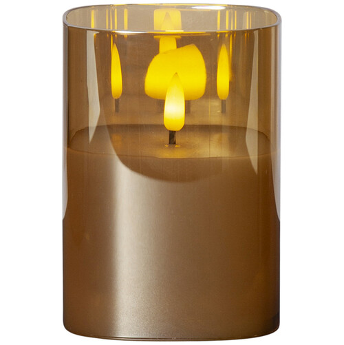Восковая LED свеча с имитацией пламени Flamme 12.5*9 см в бронзовом стакане Star Trading