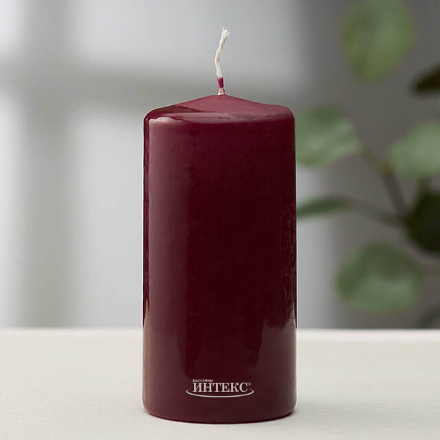 Свеча столбик 125*60 мм, бордовая Омский Свечной