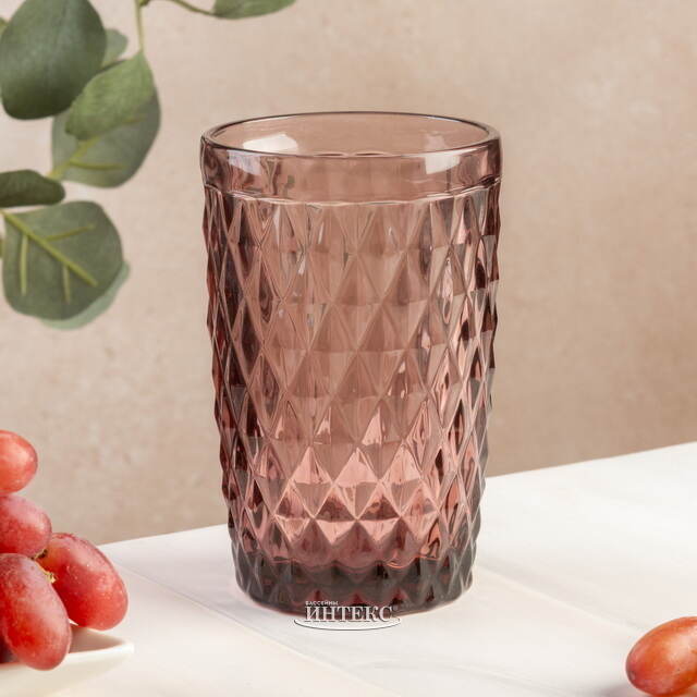 Стакан для воды Шатель 300 мл розовый, стекло Boltze
