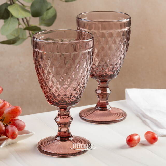 Бокал для вина Шатель 17 см розовый, стекло Boltze