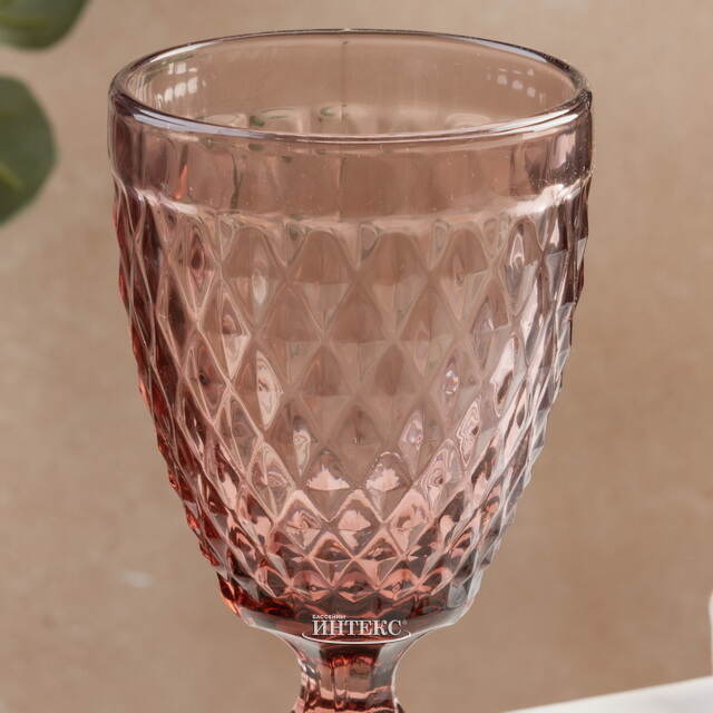 Бокал для вина Шатель 17 см розовый, стекло Boltze