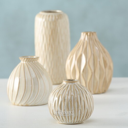 Фарфоровые вазы для цветов Creamy Pearl 9-19 см, 4 шт Boltze