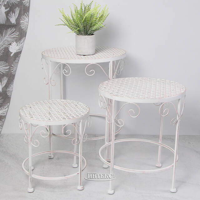 Комплект кофейных столиков Триббиани, 3 шт, белый Edelman