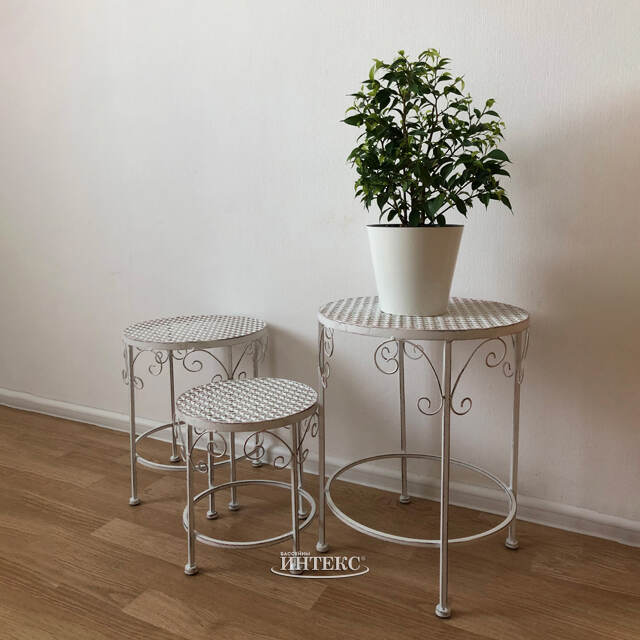 Комплект подставок для цветов Триббиани, 3 шт, белый Edelman