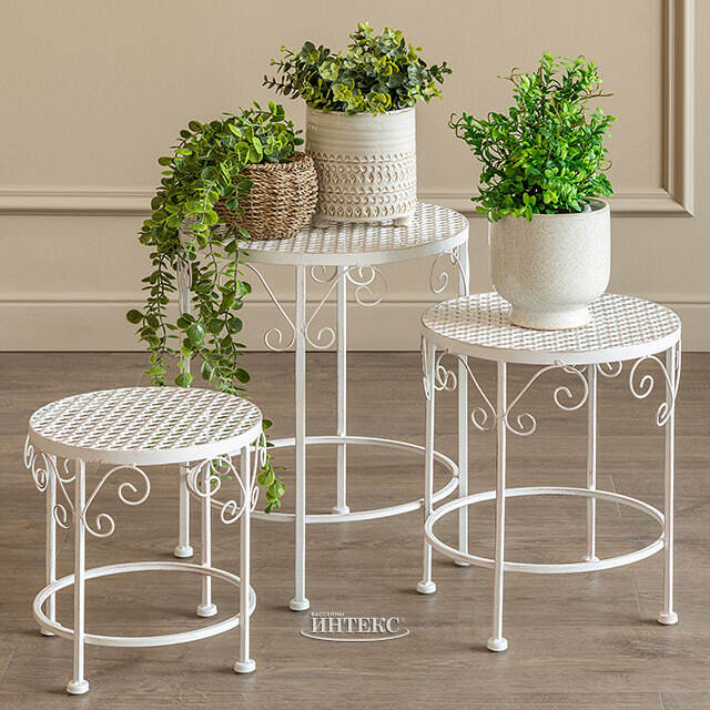 Комплект подставок для цветов Триббиани, 3 шт, белый Edelman