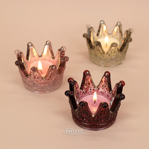 Набор стеклянных подсвечников Princess Crown 5 см, 3 шт Boltze