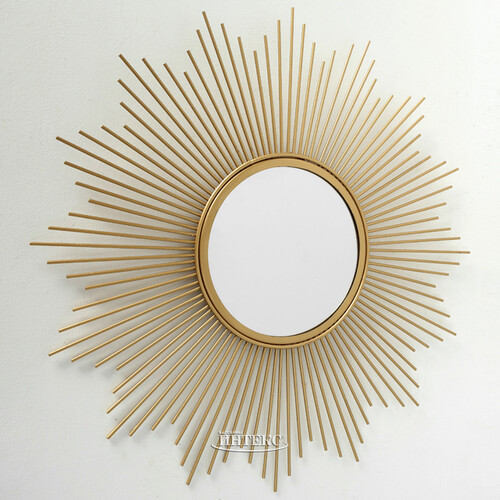 Настенное зеркало - солнце Бруклин 50 см золотое Boltze