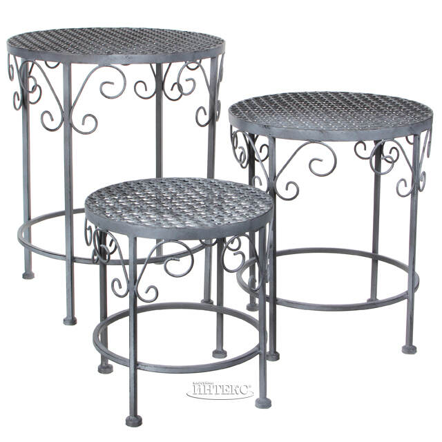 Комплект подставок для цветов Триббиани, 3 шт, серый Edelman