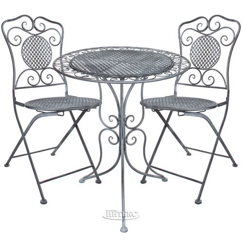 Комплект садовой мебели Триббиани: 1 стол + 2 стула, серый Edelman
