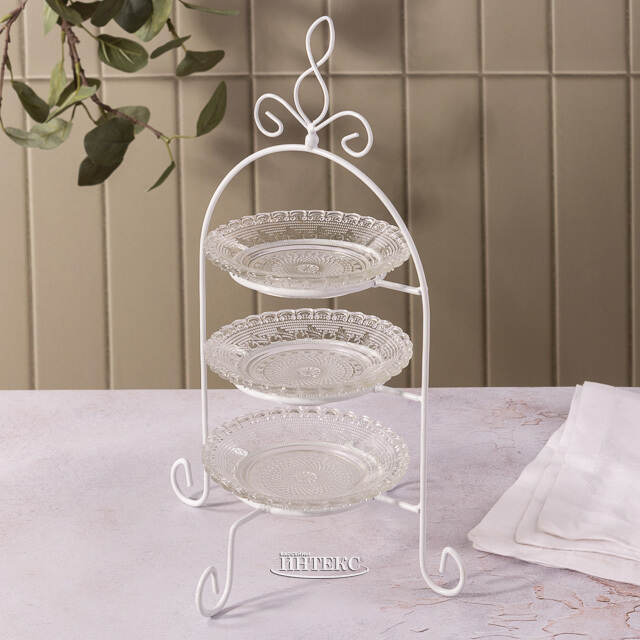 Этажерка для фруктов Мадлен трехъярусная 32 см, стекло Boltze