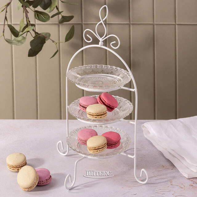 Этажерка для фруктов Мадлен трехъярусная 32 см, стекло Boltze