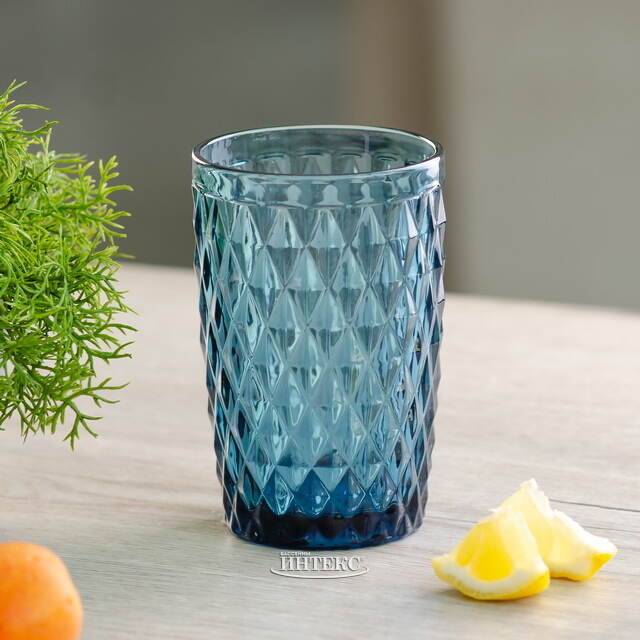 Стакан для воды Шатель 300 мл синий, стекло Boltze