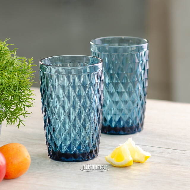 Стакан для воды Шатель 300 мл синий, стекло Boltze