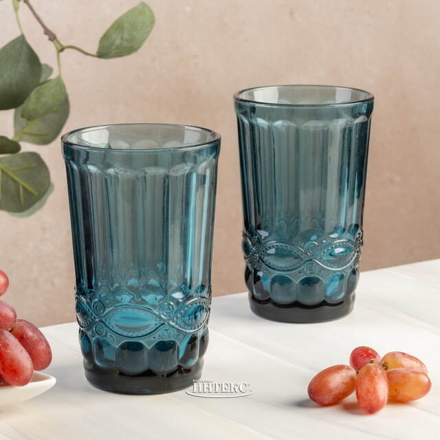 Стакан для воды Монруж 300 мл синий, стекло Boltze