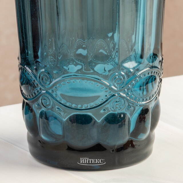 Стакан для воды Монруж 300 мл синий, стекло Boltze