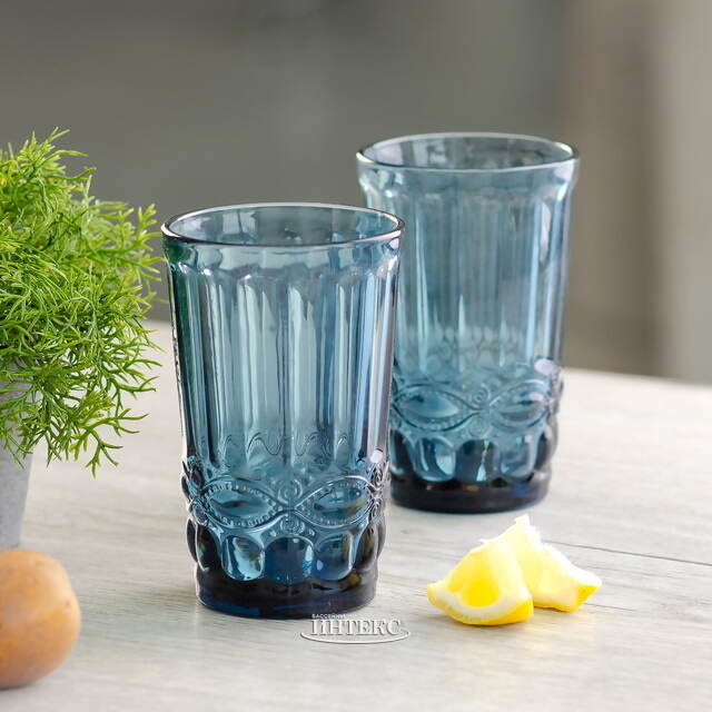 Стакан для воды Монруж 300 мл синий, стекло Boltze