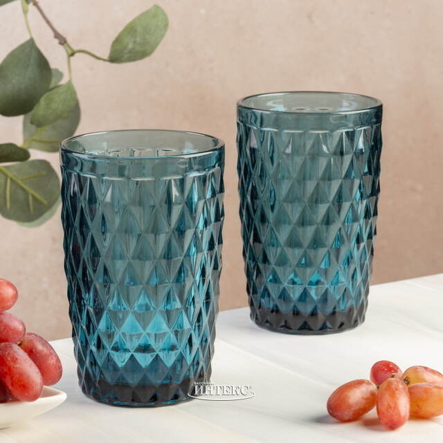 Стакан для воды Шатель 300 мл синий, стекло Boltze