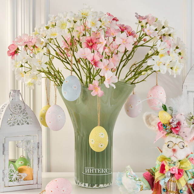 Пасхальные украшения Яйца: Радужные Цветы 6 см 12 шт, натуральные Due Esse Christmas (Ду Эссе Кристмас)