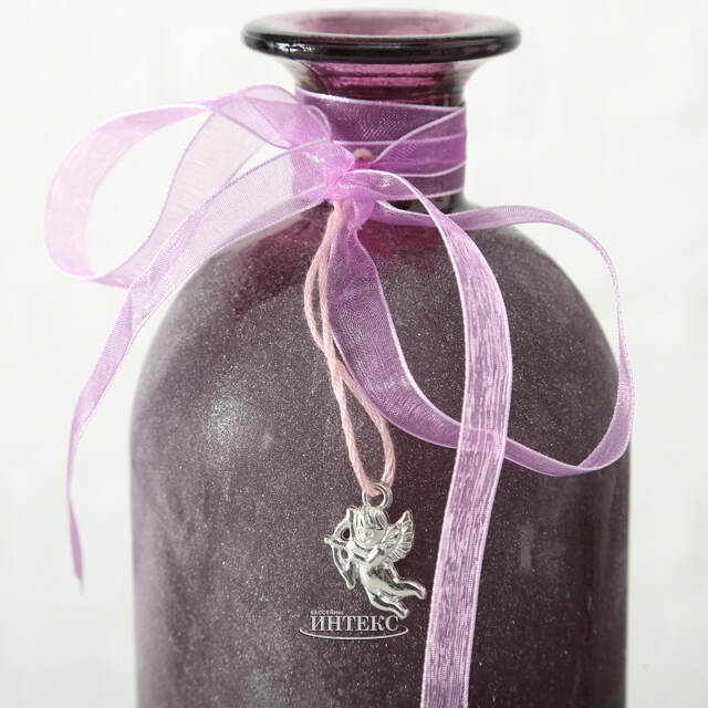 Стеклянная ваза - бутылка Олиана 21 см черничная Boltze