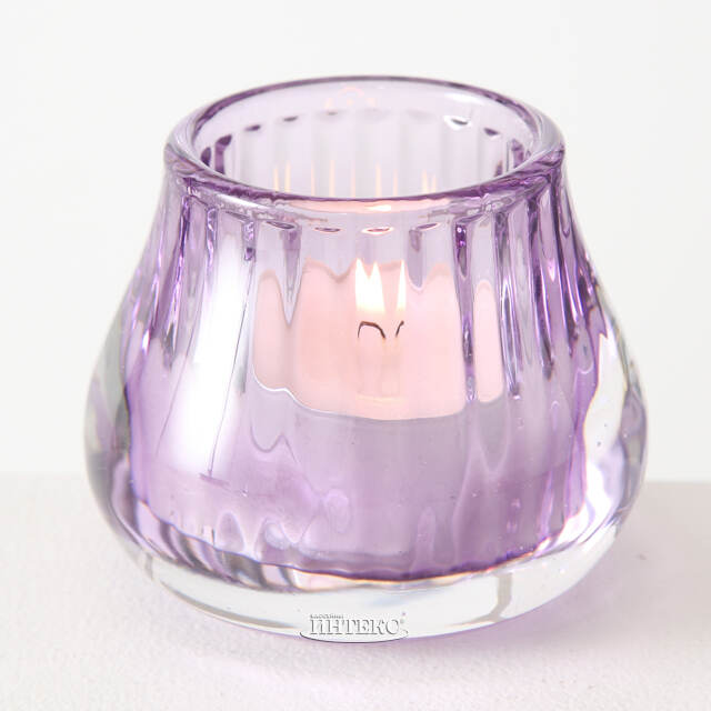 Стеклянный подсвечник Элисон 7 см нежно-сиреневый Boltze