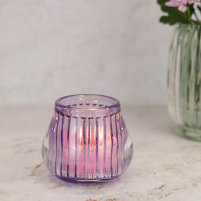 Стеклянный подсвечник Элисон 7 см нежно-сиреневый Boltze