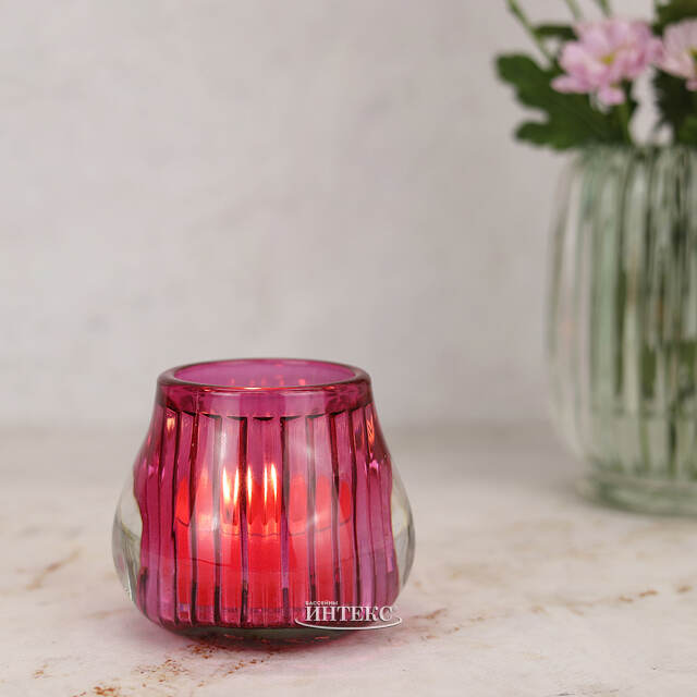 Стеклянный подсвечник Элисон 7 см розовый Boltze