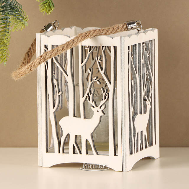 Деревянный подсвечник Лесная Магия - Олень 14 см Boltze