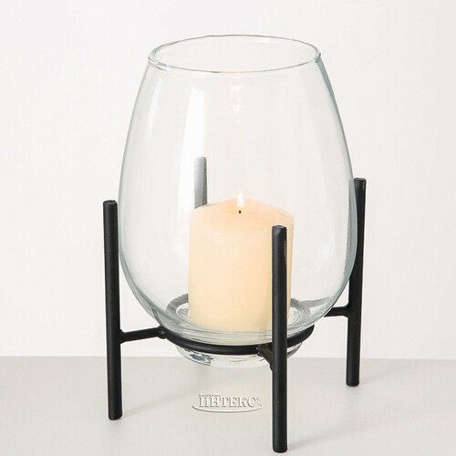 Стеклянная ваза на подставке Альма 21 см Boltze