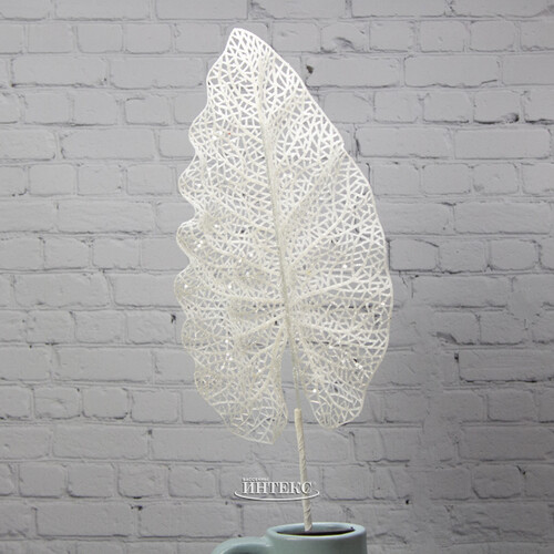 Декоративная ветка Сверкающий лист Филодендрона 78 см, белый Hogewoning