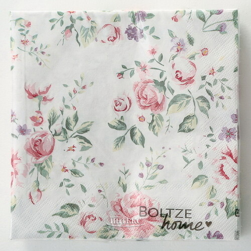 Бумажные салфетки Rose Garden 17*17 см, 20 шт, белые Boltze