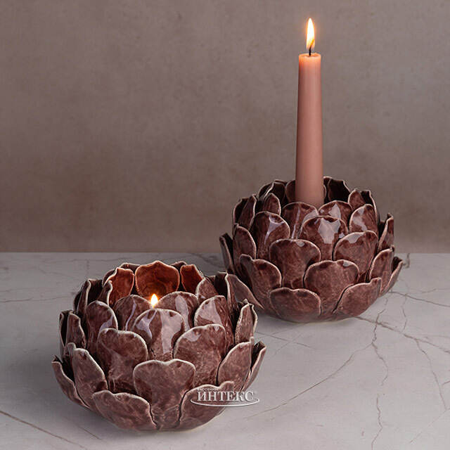 Керамический подсвечник Артишок - Carciofo 9 см шоколадный марсала Boltze
