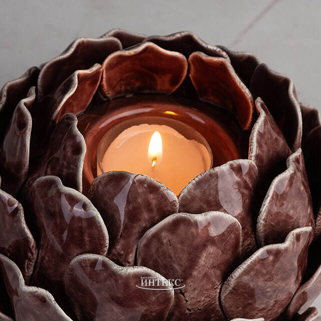 Керамический подсвечник Артишок - Carciofo 9 см шоколадный марсала Boltze