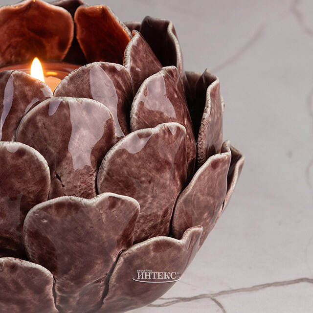 Керамический подсвечник Артишок - Carciofo 9 см шоколадный марсала Boltze