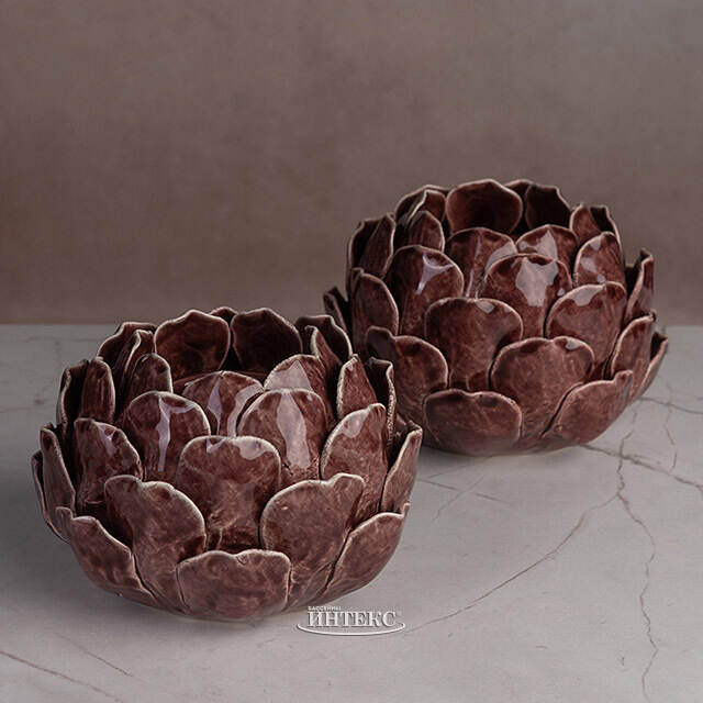 Керамический подсвечник Артишок - Carciofo 9 см шоколадный марсала Boltze