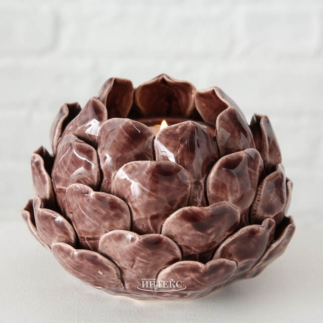 Керамический подсвечник Артишок - Carciofo 9 см шоколадный марсала Boltze