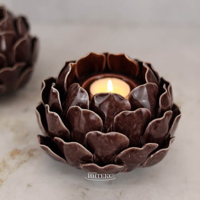 Керамический подсвечник Артишок - Carciofo 9 см шоколадный марсала Boltze